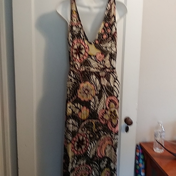 Loft sleeveless v neck abstract  floral print maxi dress. Size Petite Small. - Picture 5 of 6